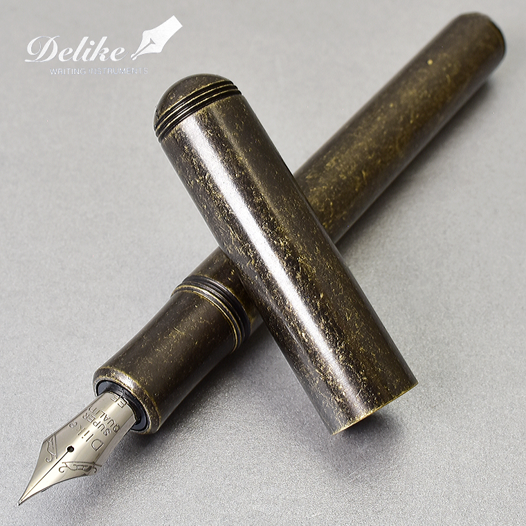 ◆●【DELIKE/ディライク】真鍮万年筆 弾丸のようなボディ 金属製 アンティーク ブラックカラー 両用式 F(細字) 新品 単品発送/MN1ANBK-FS_※今回はF(細字)の出品です
