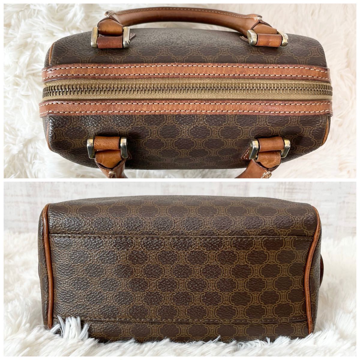 18cm】CELINE セリーヌ マカダム ミニボストン ショルダーバッグ 18cm】CELINE セリーヌ マカダム ミニボストン ショルダーバッグ