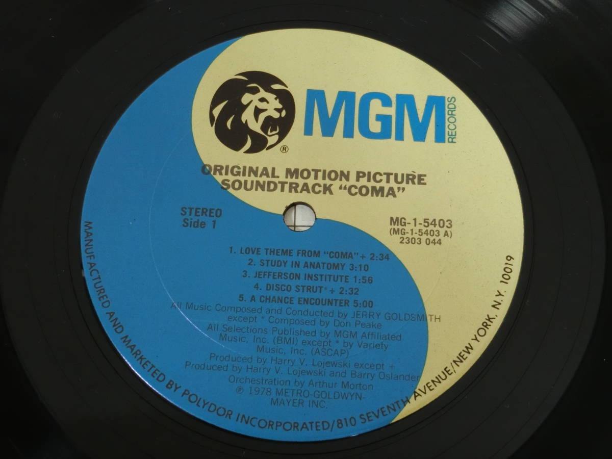 映画 コーマ LPレコード オリジナル・サウンドトラック サントラ US盤 MG-1-5403 ジェリー・ゴールドスミス マイケル・クライトンの画像4