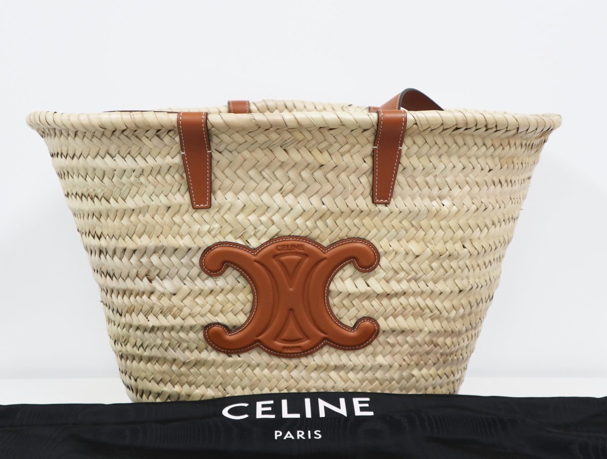 未使用品!!CELINE セリーヌ ラージ トリオンフ ラフィア かご バッグ