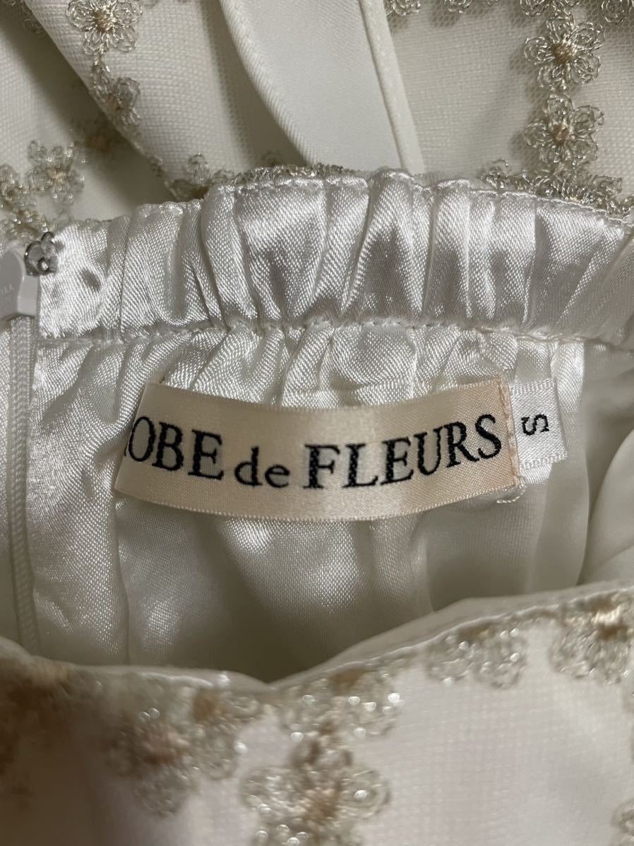 ROBE de FLEURS ローブドフルール キャバドレス ミニドレス ワンピース ナイトドレス Ｓサイズ ホワイト 白 オフショル リボン チョーカー