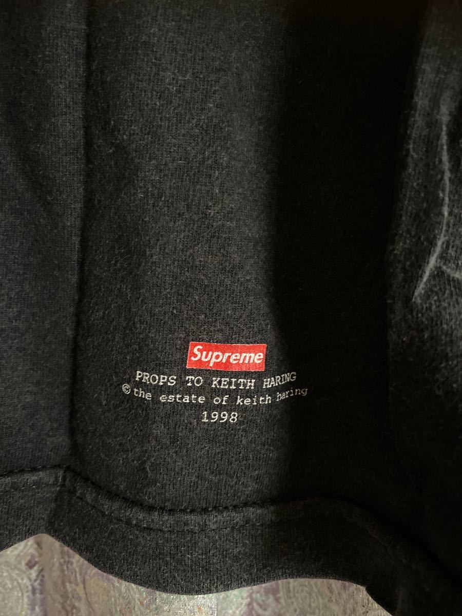 激レア シュプリーム supreme Tシャツ 半袖 黒 ボックスロゴ ヴィンテージ 90年代 キースへリング コラボ メンズ M Tee USA  アメリカ