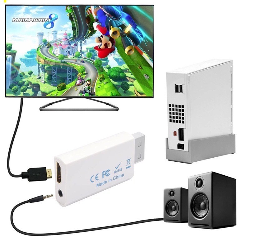 Wii to HDMI 変換アダプター白＋HDMIケーブル0.5m付き