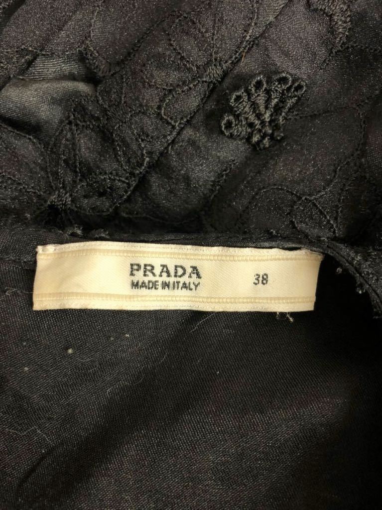 PRADA プラダ レディース ブラック レース 長袖 ワンピース ドレス 38