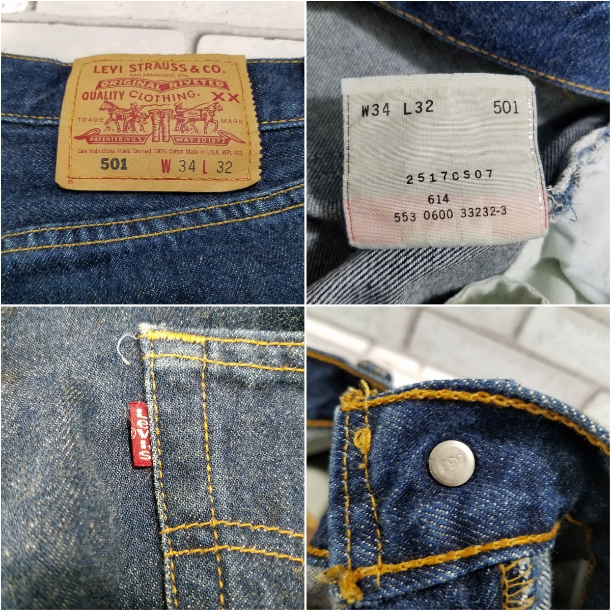 濃紺】Levi''s リーバイス501 デニムパンツ USA製 ヴィンテージ 濃紺】Levi''s リーバイス501 デニムパンツ USA製 ヴィンテージ