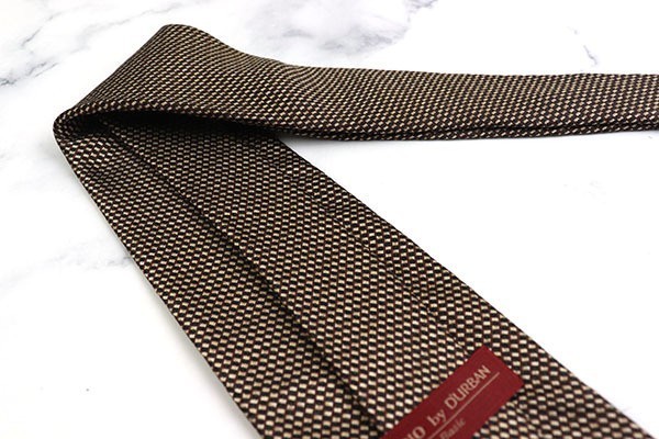 498 jpy ~ Durban check pattern square dot brand necktie men's Brown superior article 