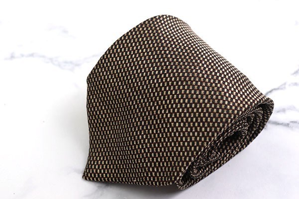 498 jpy ~ Durban check pattern square dot brand necktie men's Brown superior article 