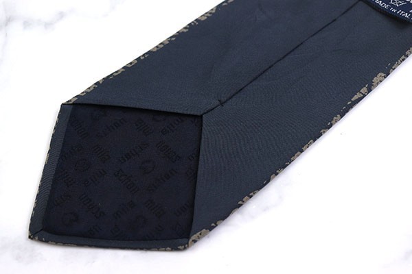 498 иен ~ Mila Schon общий рисунок one отметка Logo Италия производства бренд галстук мужской темно-синий Brown хорошая вещь 