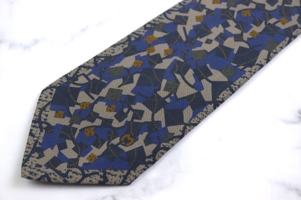 498 иен ~ Mila Schon общий рисунок one отметка Logo Италия производства бренд галстук мужской темно-синий Brown хорошая вещь 