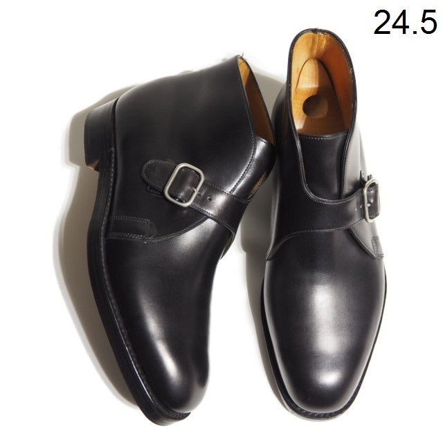 x4168P　▼JOHN LOBB ジョンロブ▼　VARESE バレーゼ モンクストラップ チャッカブーツ ブラック 6E/24.5cm シューズ 黒 秋～春 rb mks