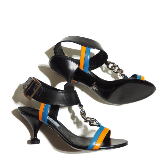 x3630P ▽PRADA プラダ▽ チェーン レザーストラップ サンダル