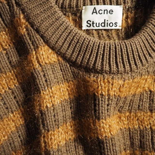 J3034P　▼Acne Studios アクネ ストゥディオズ▼　クルーネック コットン モヘア ボーダーニット ブラウン FN-WN-KNIT000077 秋冬 rb mks_画像4