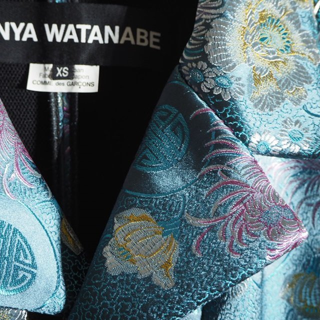 K2057P ▼JUNYA WATANABE ジュンヤワタナベ▼ 22SS Nostalgic for Asia JACQUARD JACKET 花 ジャガードジャケット ブルー XS 春秋 rb mks_画像3