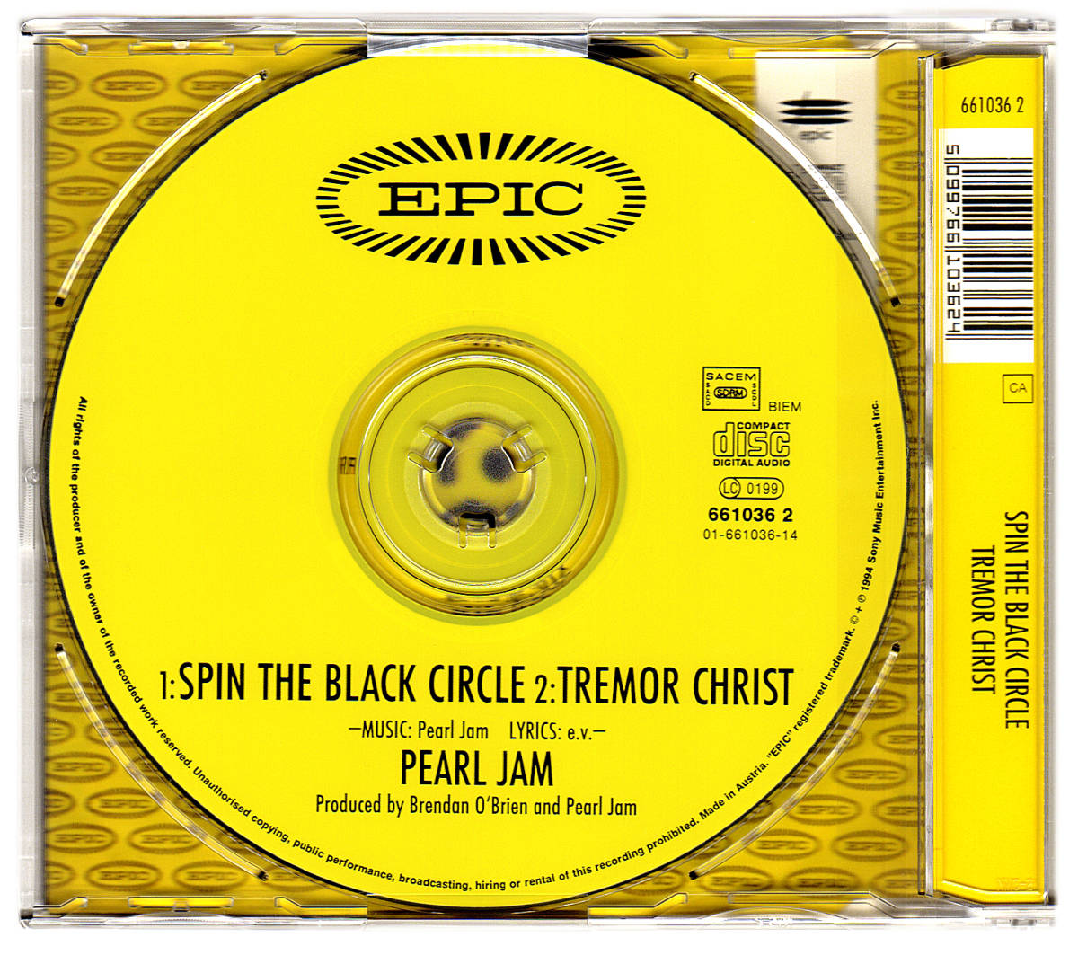 《CDシングル EU盤》 PEARL JAM　spin the black circle / tremor christ　パール・ジャム　1994年作_画像2