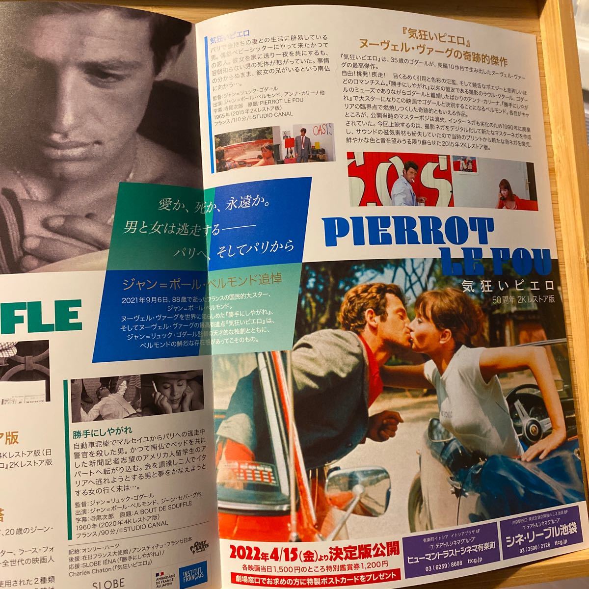 気狂いピエロ 勝手にしやがれ ゴダール 劇場版 チラシ フライヤー 約18×25.7 PIERROT LE FOU ABOUT DE SOUFFLE ジーンセバーグ ジャンポ-_画像4