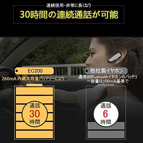 送料無料★Glazata　Bluetoothヘッドセット 日本語音声 大容量バッテリー iOS android対応 EC200白_画像3