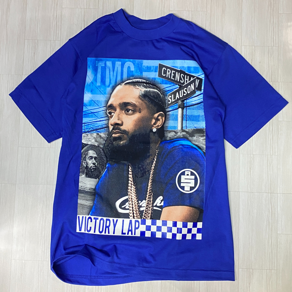 LA発【2XL】Nipsey ニプシーハッスル 半袖 グラフィック ヘビーウェイト Tシャツ 青 HIPHOP ヒップホップ VICTORY LAP ビクトリーラップ_画像1