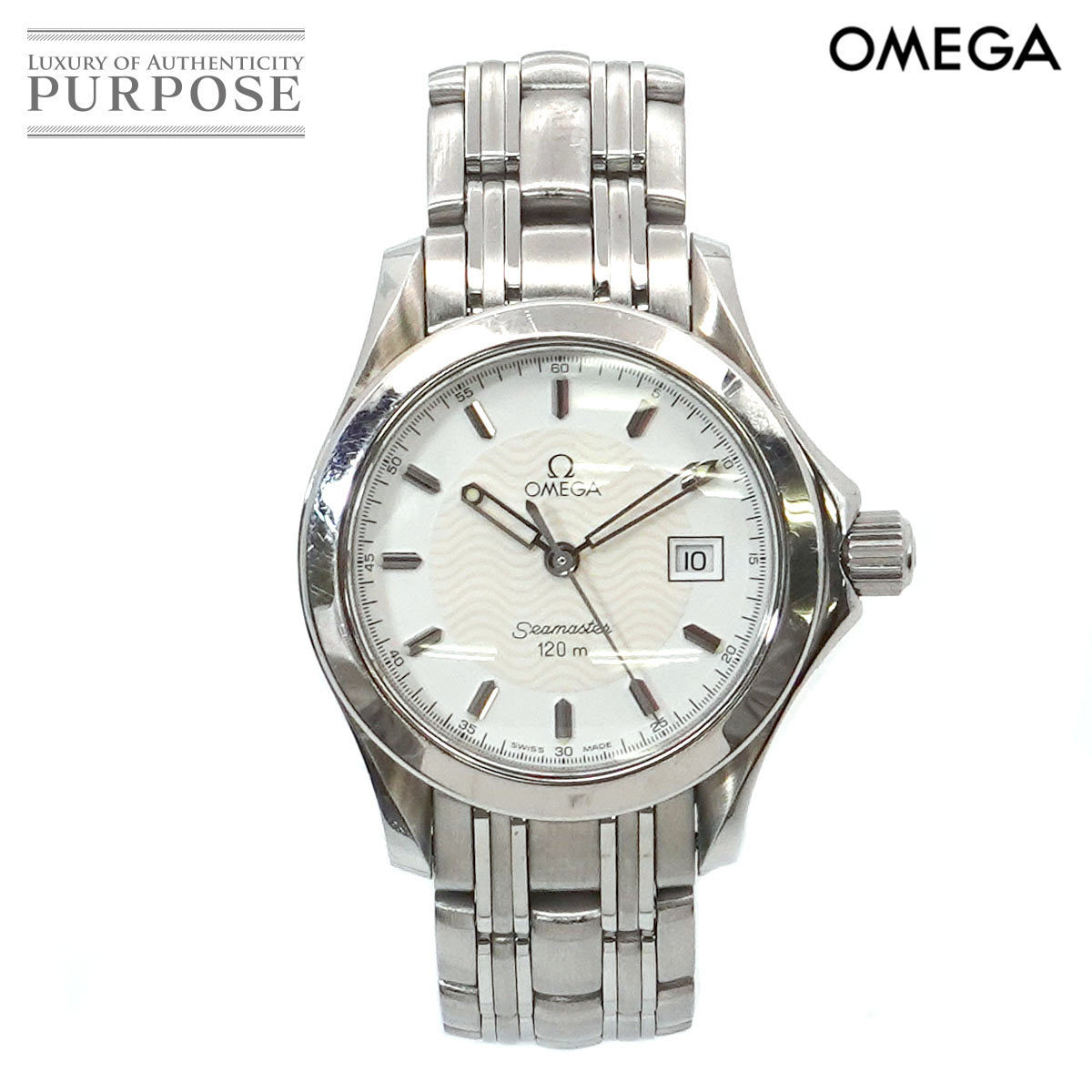 オメガ OMEGA シーマスター 120m 2581 21 レディース 腕時計 デイト ホワイト 文字盤 クォーツ ウォッチ Seamaster  90161912