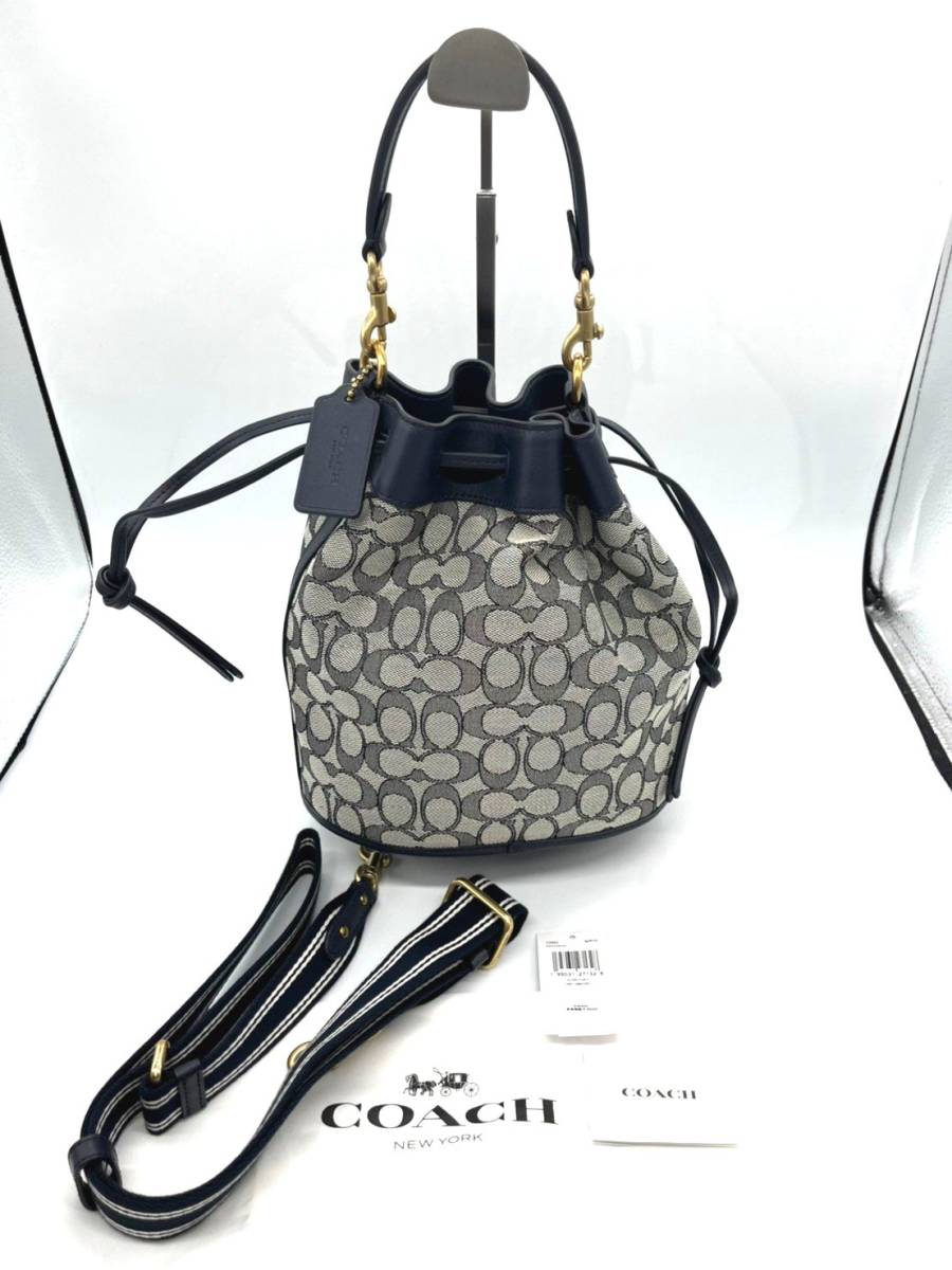 未使用品】COACH シグネチャー バケットバッグ 2wayハンドバッグ 巾着