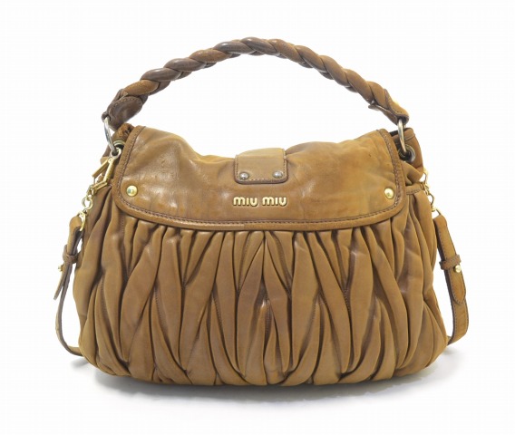 MIU MIU ミュウミュウ マテラッセ 2WAYバッグ ショルダーバッグ ハンドバッグ SHOULDER HAND BAG BROWN ブラウン 茶 スエード レザー_画像2