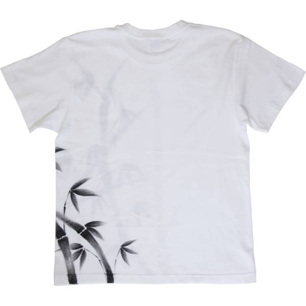 メンズ Tシャツ Sサイズ 白 竹柄Tシャツ ホワイト ハンドメイド 手描きTシャツ 和柄