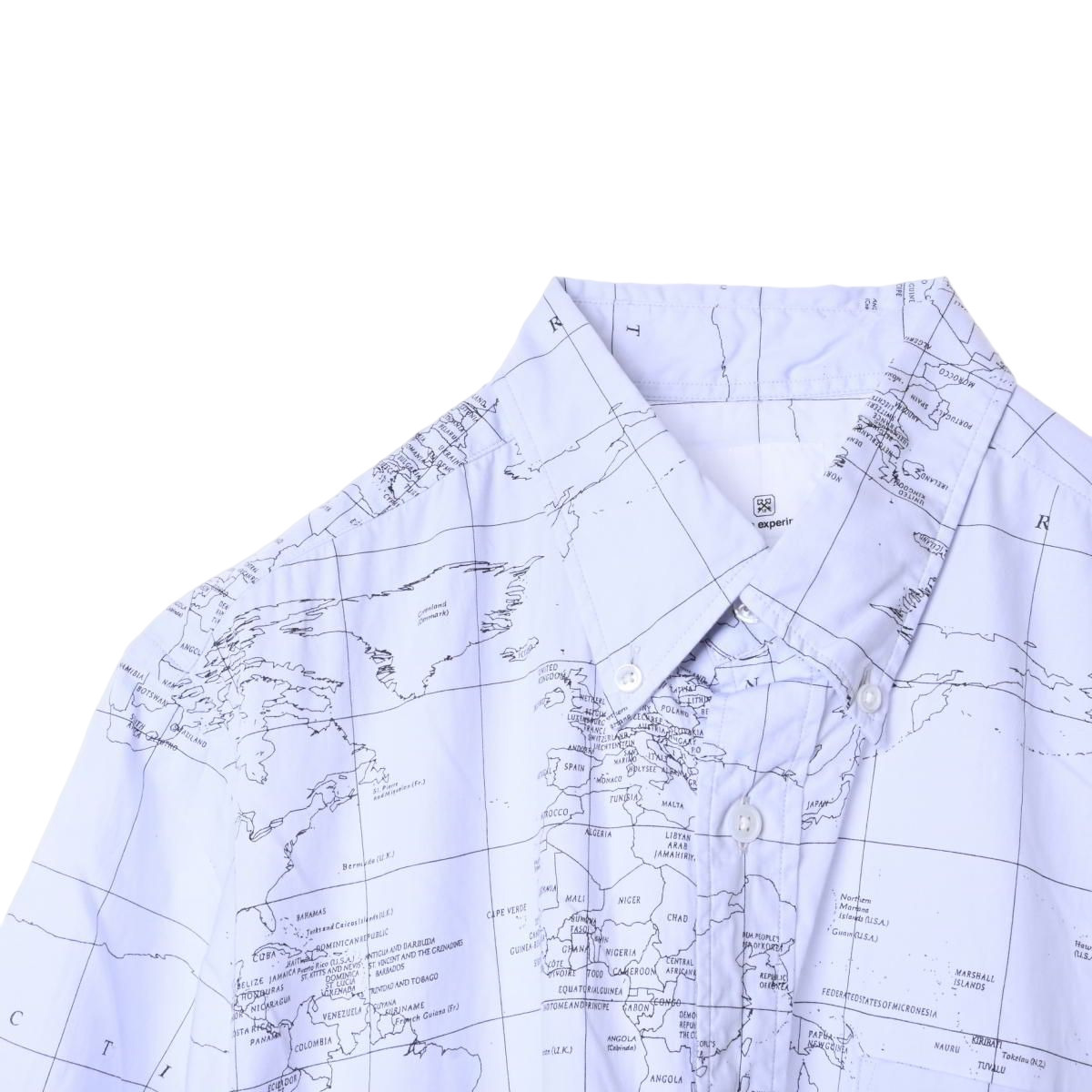 美品 uniform experiment ワールドマップ プリント 半袖 シャツ 3 ライトグレー KL4C2H2L50_画像3