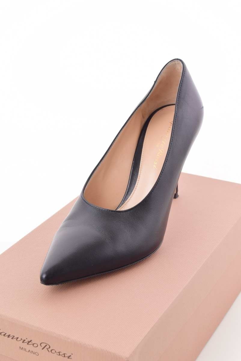 日本最大の Gianvito Rossi CAMOSCIO NERO ポインテッドトゥ レザー