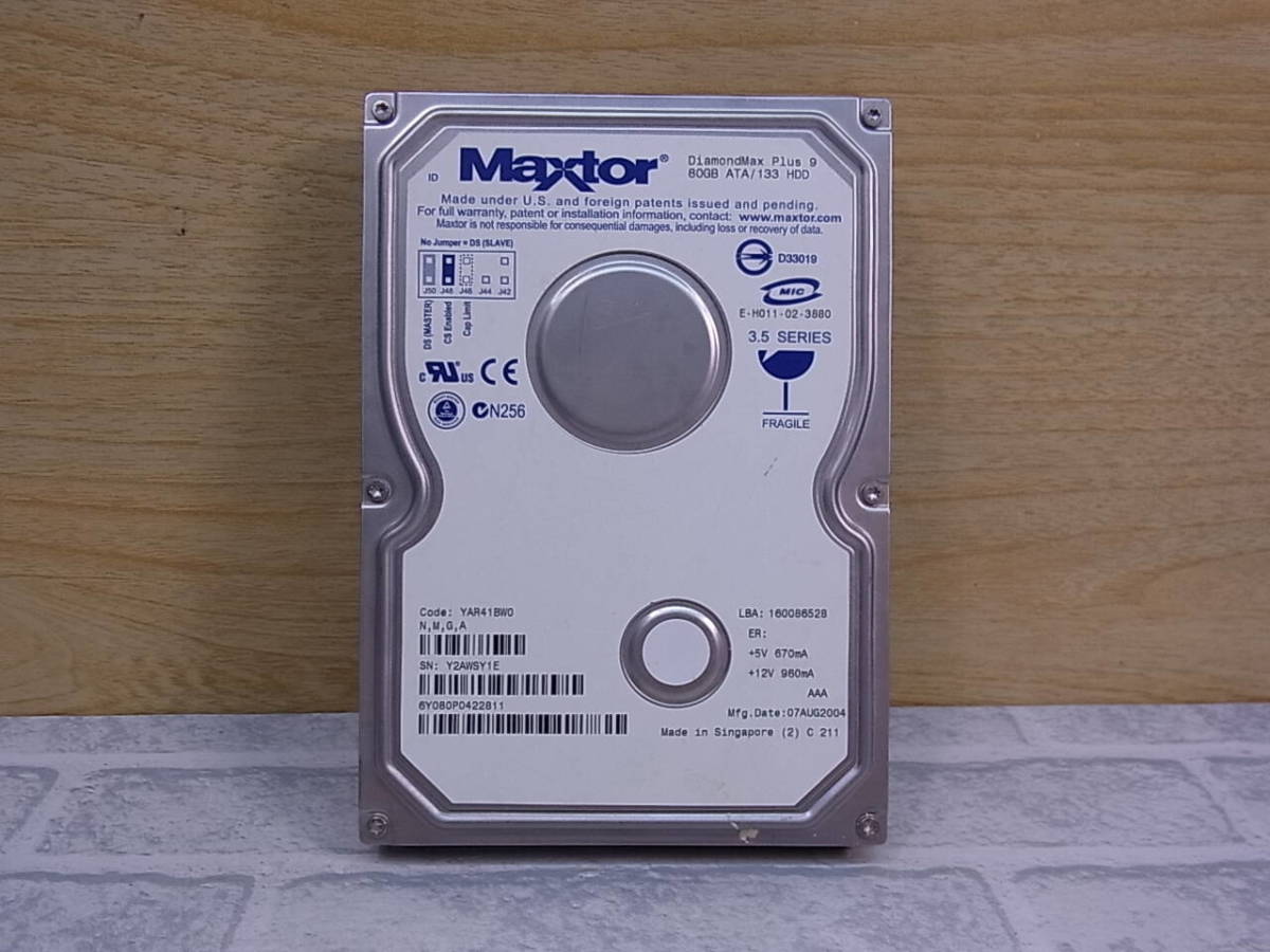 ◎J/510●マックストア Maxtor☆3.5インチHDD(ハードディスク)☆60GB UltraATA133 7200rpm☆YAR41BWO☆中古品_画像1