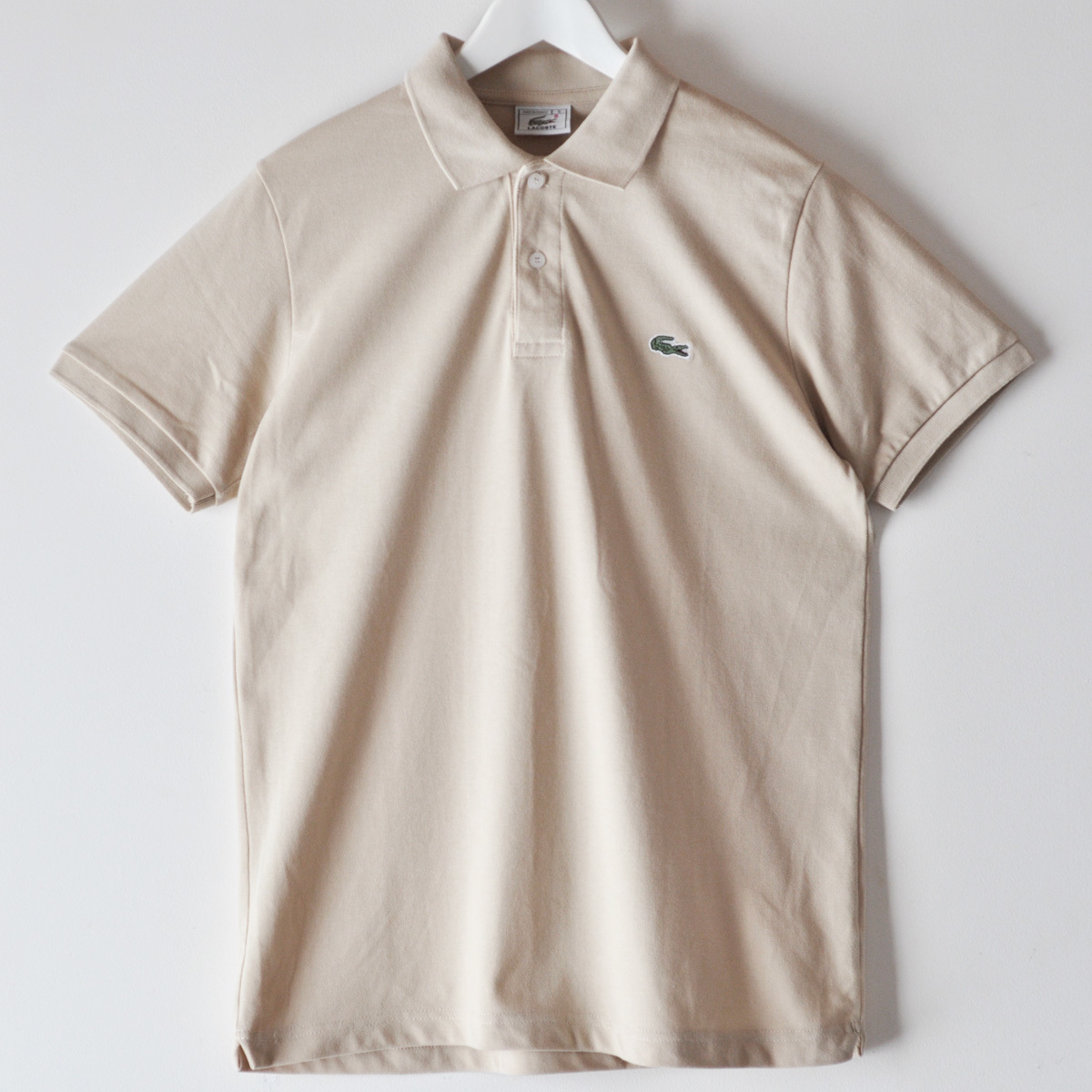 ほぼ未使用 80s LACOSTE ラコステ ポロシャツ サンド ベージュ 5 フランス製 半袖 / ヴィンテージ フララコ フレンチラコステ_画像1