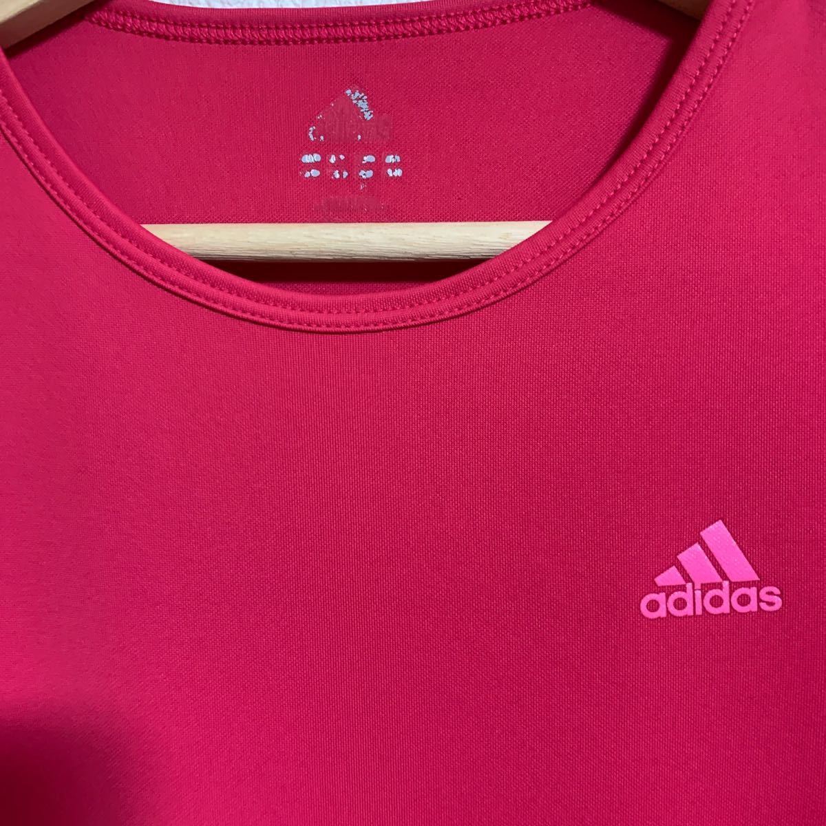 【USED】adidas adidas アディダス　CLIMALITE レディース半袖Tシャツ Sサイズ相当　赤　スポーツ/トレーニングウェア　ランニング_画像4