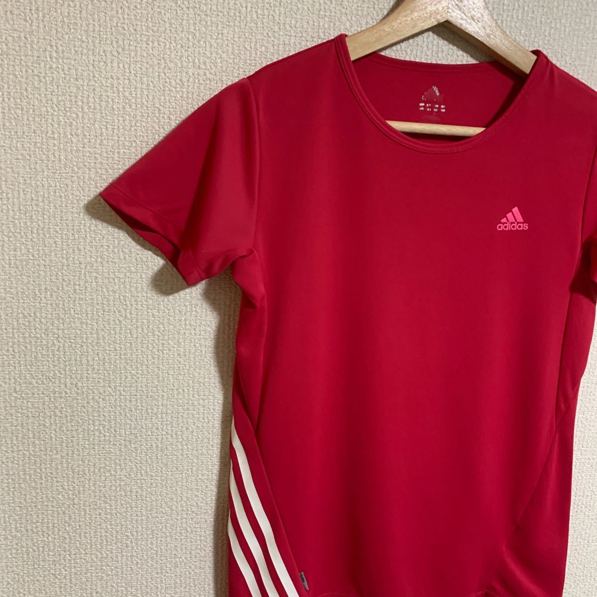 【USED】adidas adidas アディダス　CLIMALITE レディース半袖Tシャツ Sサイズ相当　赤　スポーツ/トレーニングウェア　ランニング_画像3