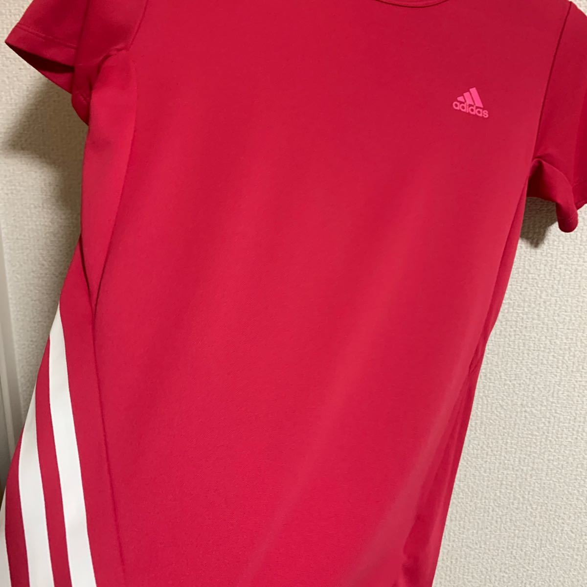 【USED】adidas adidas アディダス　CLIMALITE レディース半袖Tシャツ Sサイズ相当　赤　スポーツ/トレーニングウェア　ランニング_画像10