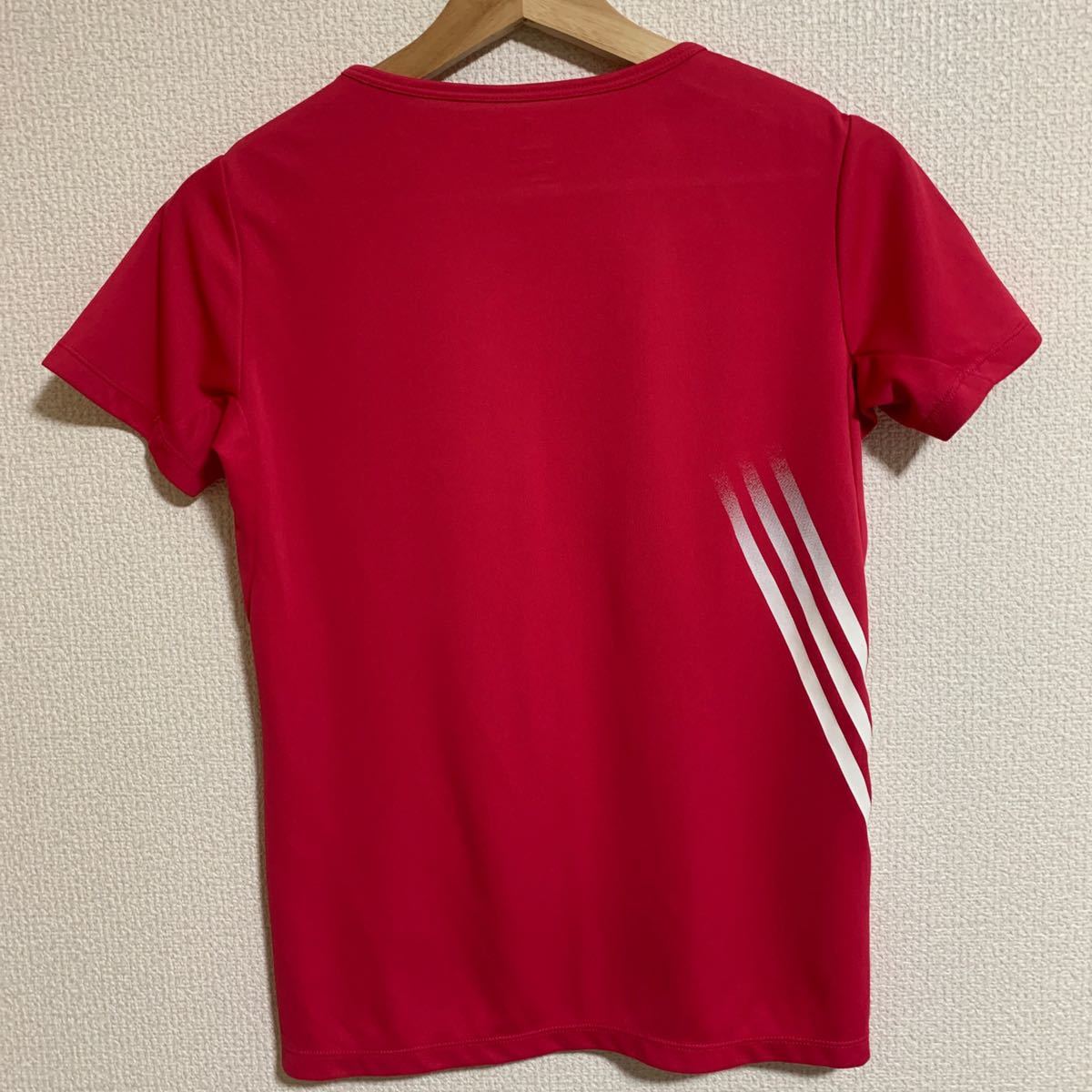 【USED】adidas adidas アディダス　CLIMALITE レディース半袖Tシャツ Sサイズ相当　赤　スポーツ/トレーニングウェア　ランニング_画像9