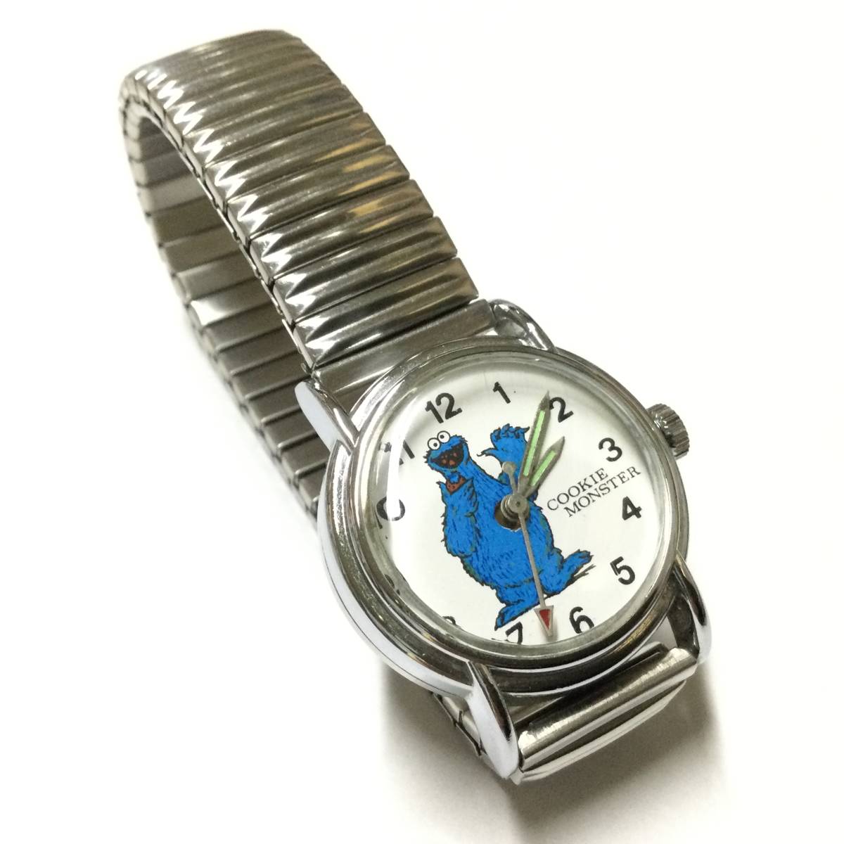 [ retro * rare Vintage ] hand winding Sesame Street Cookie Monster wristwatch 