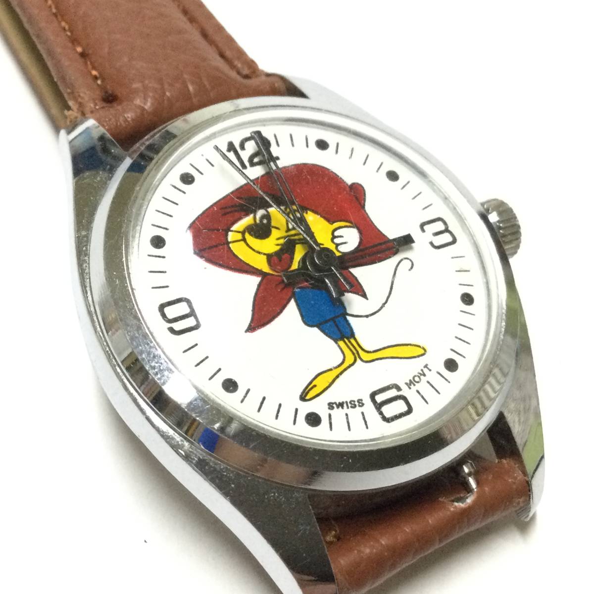 【昭和レトロ・希少ビンテージ】手巻き スイス製 ワーナーブラザーズ スピーディー・ゴンザレス 腕時計