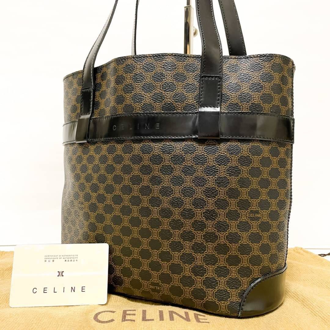 1円【極美品】セリーヌ CELINE 希少ブラック マカダム柄 トートバッグ