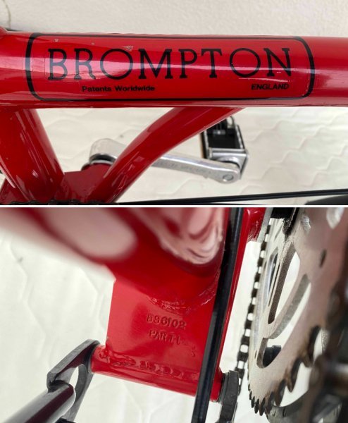 BROMPTON BS6102 Part1 折りたたみ 自転車 レッド ブロンプトン Sturmey Archer ENGLAND 3段変速 349 ミニベロ 現状 走行可能 折り畳み