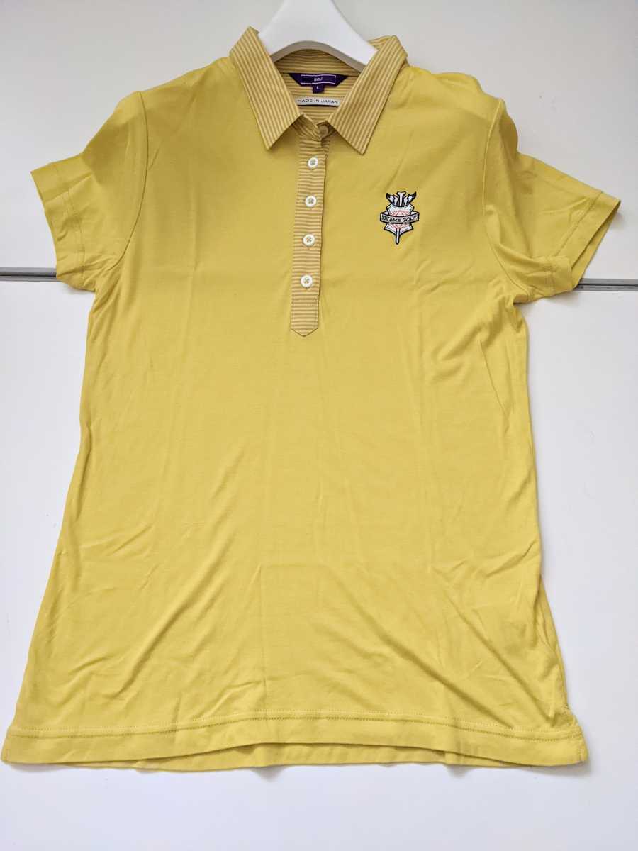 BEAMS GOLF レディースL ビームスゴルフ ブランドロゴマーク刺繍半袖 レーヨン ポロシャツ 日本製 正規品 送料無料_画像3