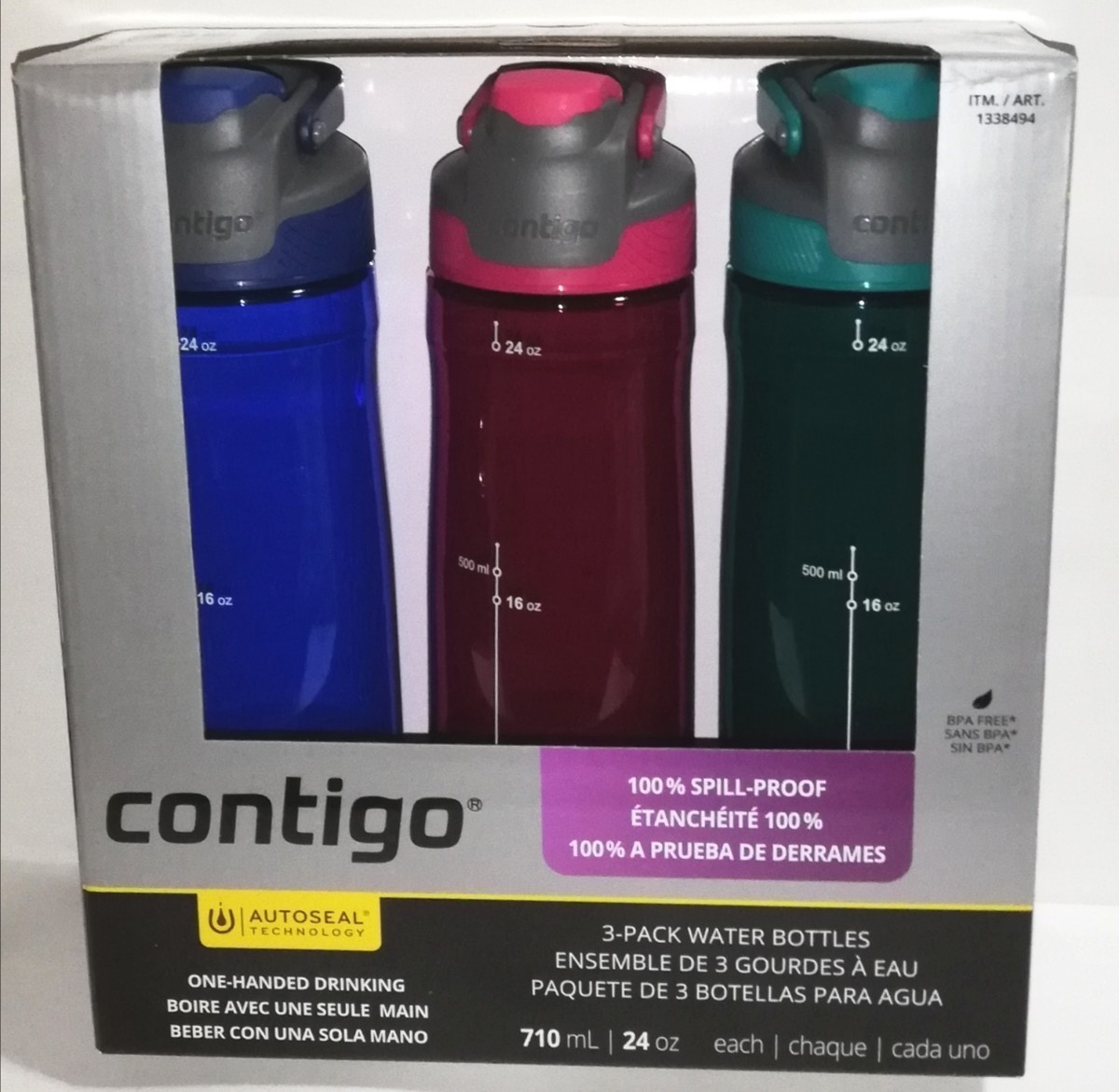 コンティゴ  水筒 3本セット 約709ml 食洗機可 Contigo ポリプロピレン コポリエステル  シリコーンゴム