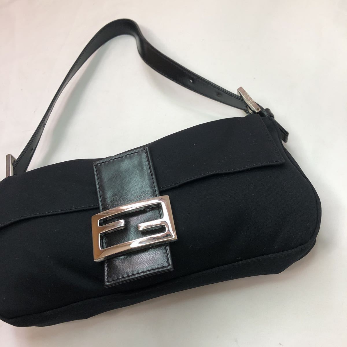 1円 〜 美品 FENDI フェンディ コットン マンマバケット ハンドバッグ トートバッグ ヴィンテージ バッグ 1スタ ブラック 黒 5_画像3