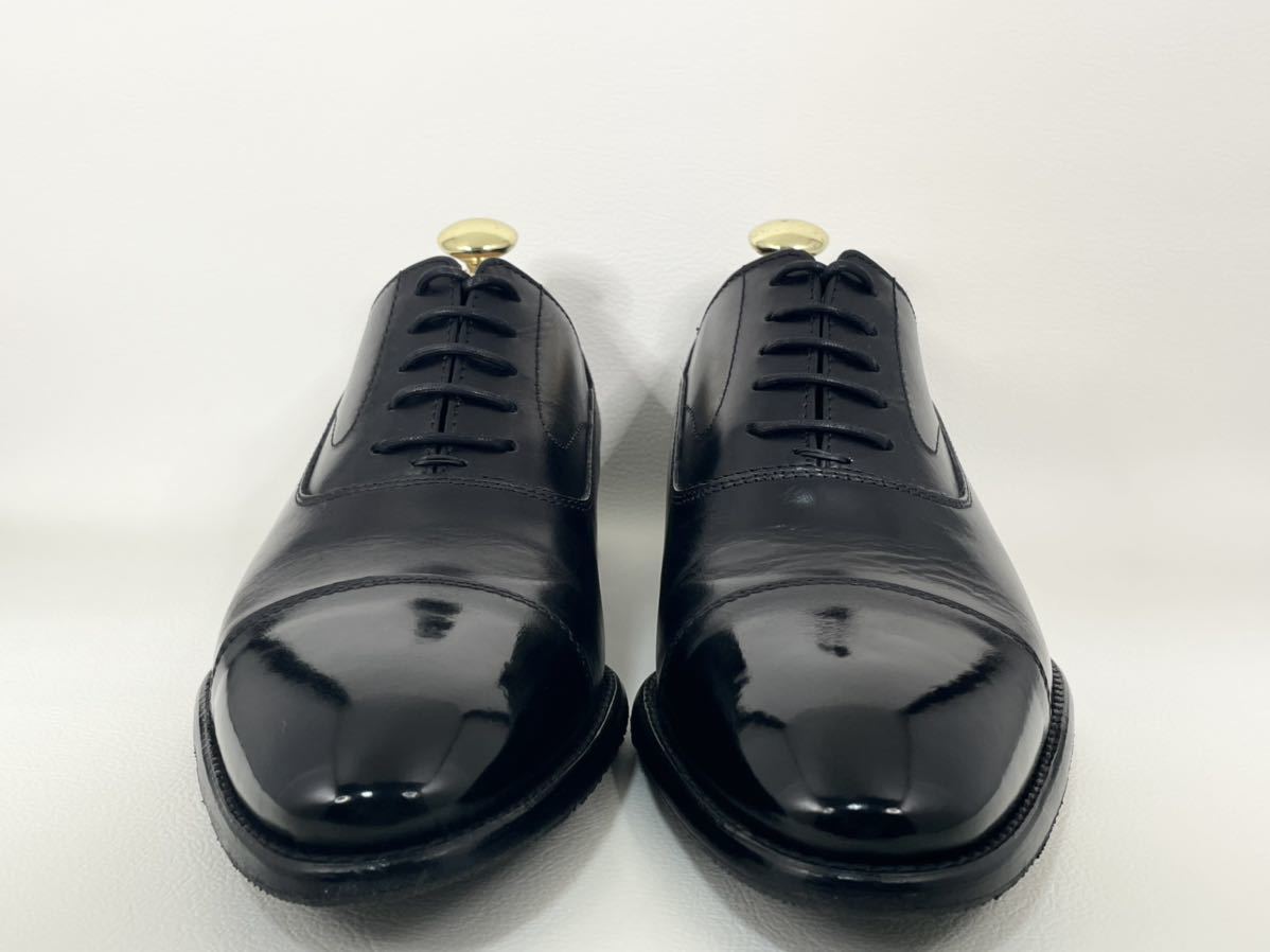 送料込 イタリア製 HILTON ヒルトン 25cm 相当 EU40 ストレートチップ 内羽根式 ブラック 黒 本革 革靴 ビジネスシューズ 冠婚葬祭 メンズ