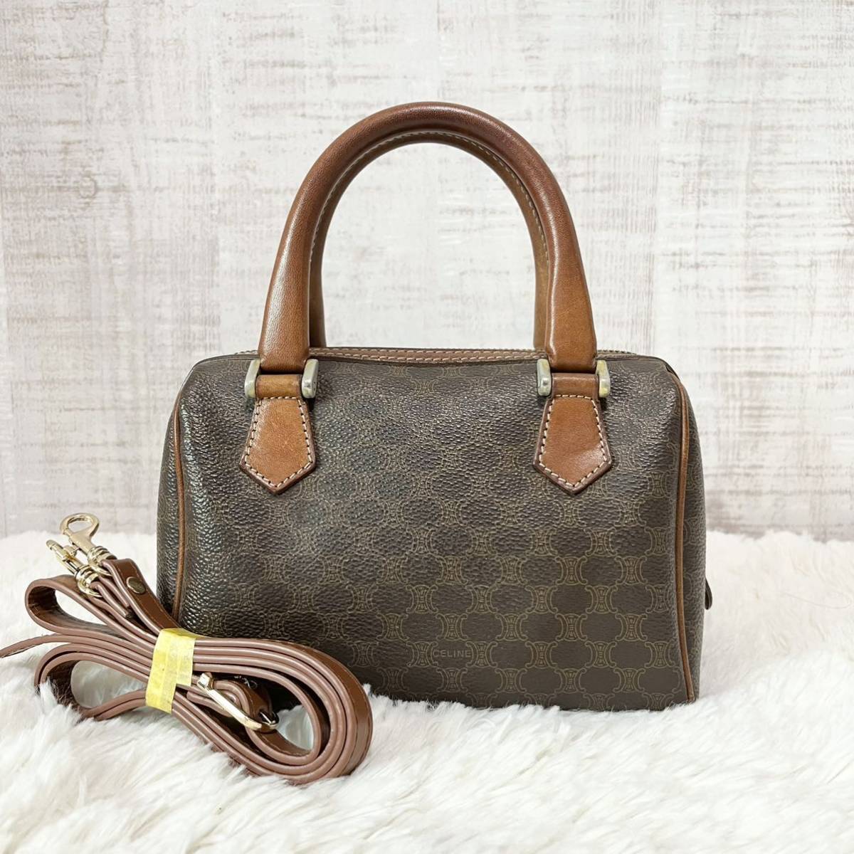 限定数のみ 【18cm】CELINE セリーヌ マカダム ミニボストン