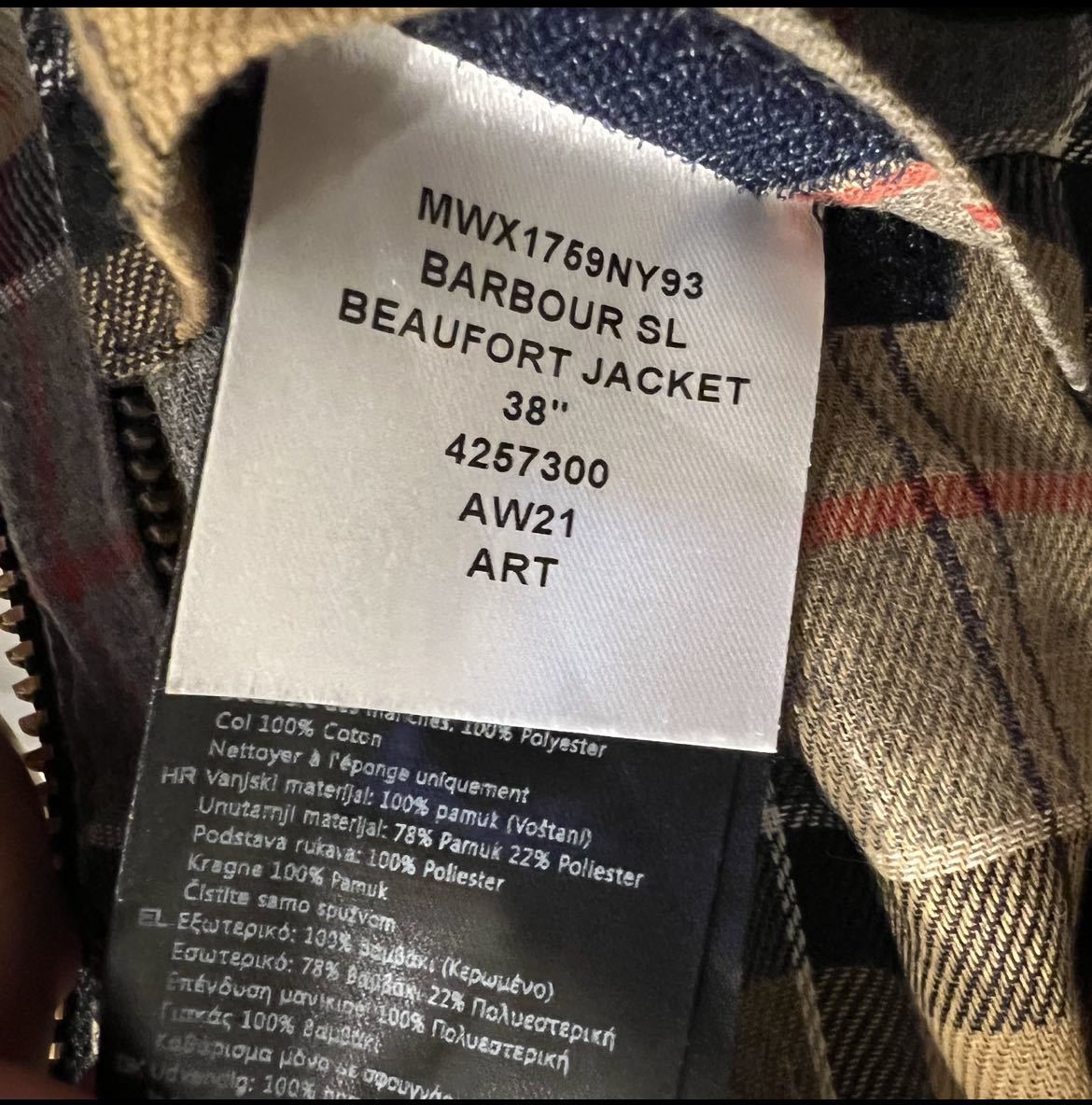 ラスト一点 新品 バブアー Barbour WAX Beaufort ビューフォート 38 SL