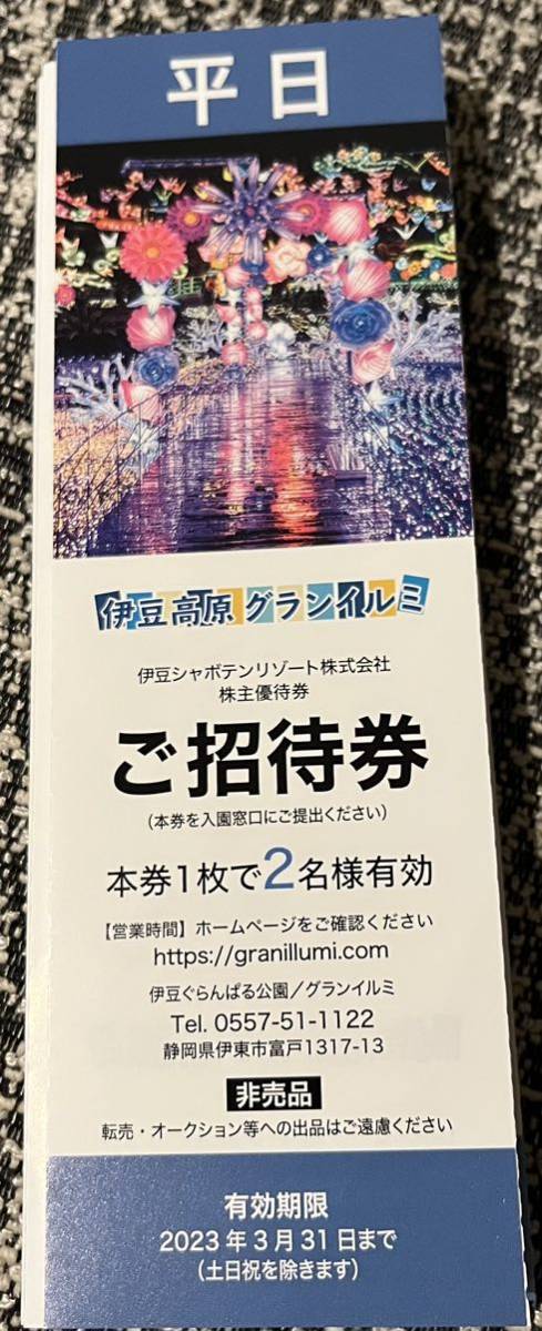 伊豆ぐらんぱる公園#グランイルミ#平日#2名分#3400円相当#伊豆シャボテンリゾート#株主優待#2023年6月末まで利用可能_画像1