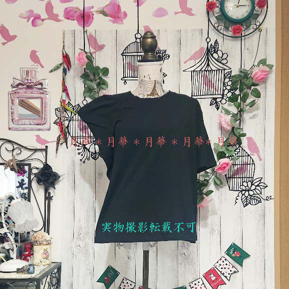 Tシャツ XL 黒 半袖 アシンメトリー トップス 127246 カットソー 無地 ブラック レディース ゆったり ラウンドネック 無地 丸襟 個性的