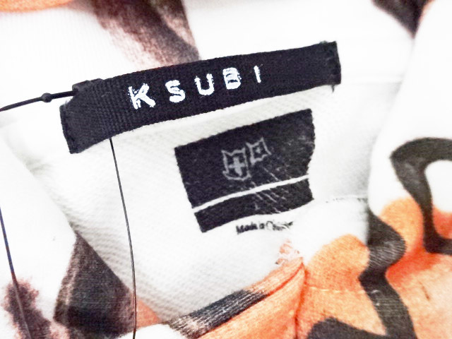 ll20◇　〈ksubi スビ〉メンズ プルオーバー スウェットパーカー L 総柄 綿 オレンジ系×ホワイト系 (972)_画像7