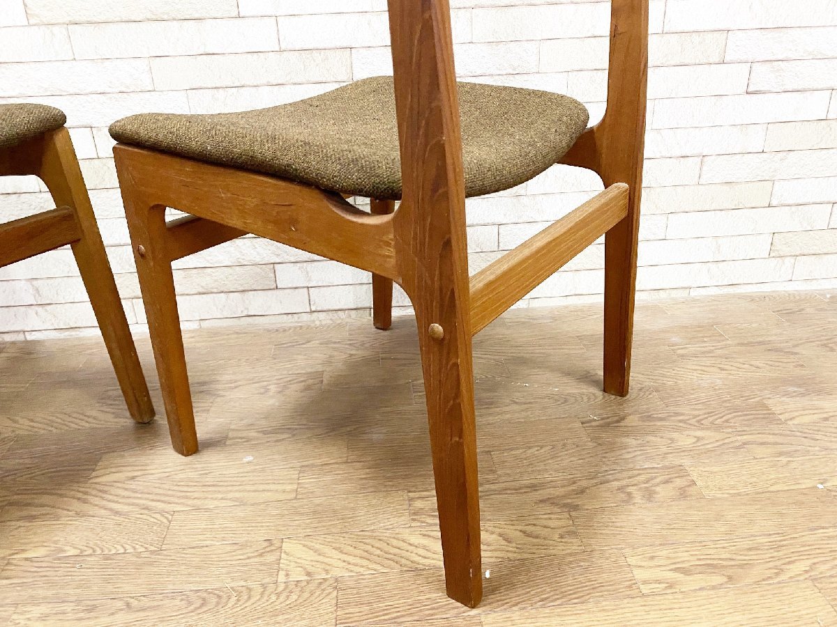 北欧デザイン：デンマーク/D-SCAN D-スキャン シンガポール/ビンテージ チーク材無垢ダイニングチェア椅子 アンダーセン似 2脚セット Aの画像10