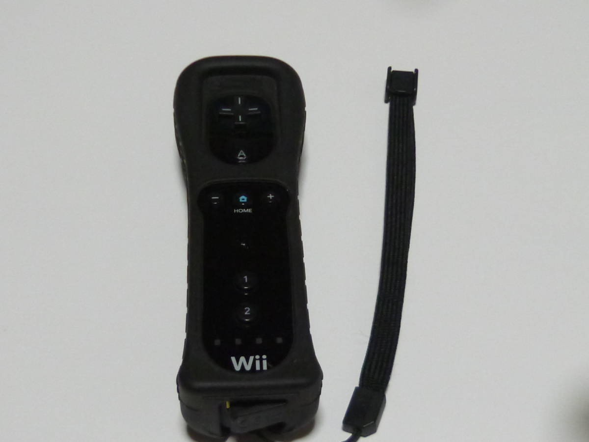 R005【送料無料 即日発送 動作確認済】Wii リモコン ストラップ ジャケット 任天堂 Nintendo 純正 RVL-003 黒 ブラック　コントローラー