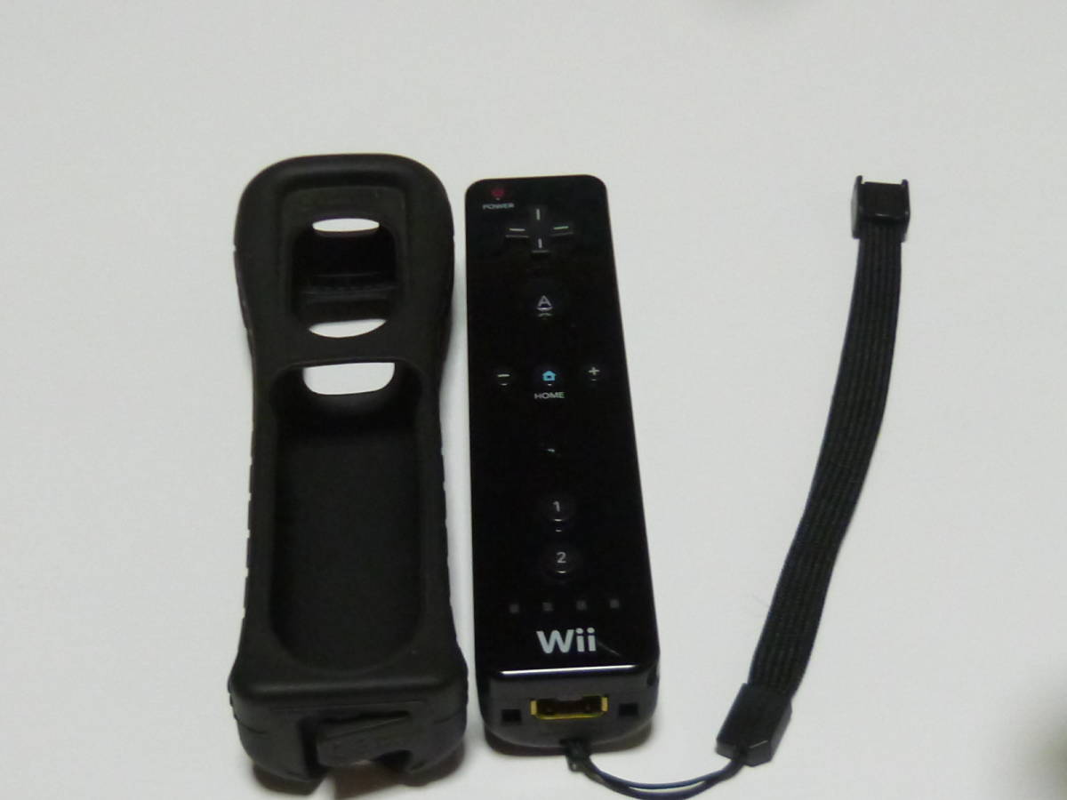 R005【送料無料 即日発送 動作確認済】Wii リモコン ストラップ ジャケット 任天堂 Nintendo 純正 RVL-003 黒 ブラック　コントローラー