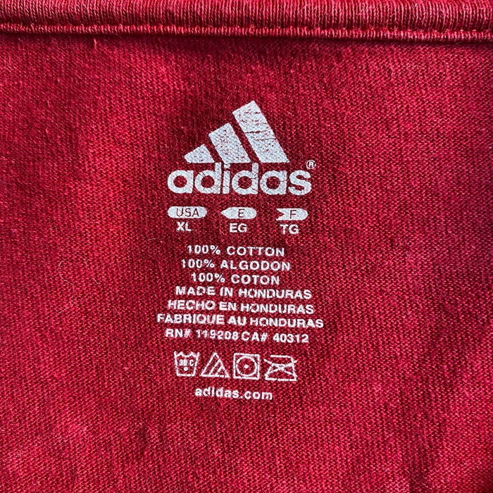 ビッグサイズ adidas アディダス CREAM AND CRIMSON ベースボール チーム センターロゴ プリント Tシャツ メンズXL_画像3